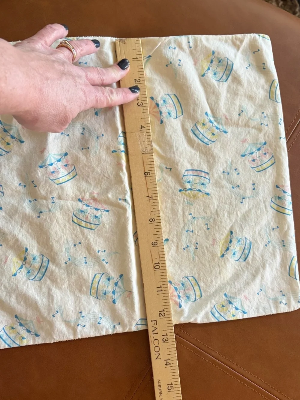 Baby Nursery Pillowcase Carousels Merry Go Round Music Notes vintage 60s 70s EUC